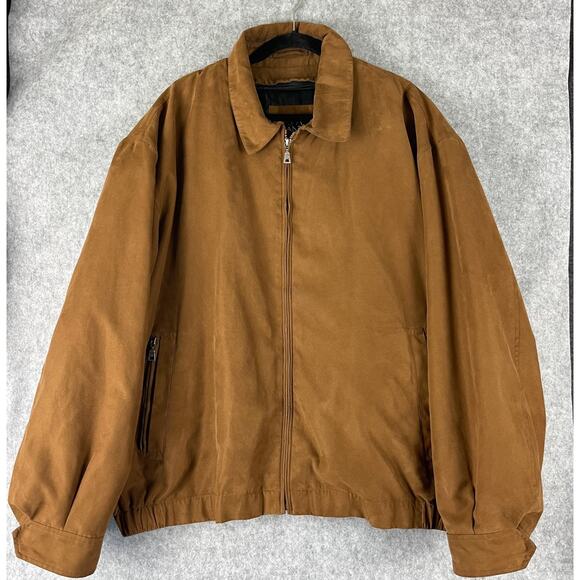 Jos A Bank Faux Suede Jacket Mens XXL Brown Removable Flannel Lining Classic Dad - Picture 1 of 16